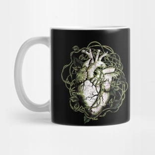 Human heart and climbing plant, green, nature and garden lovers, Anatomy illustration art Mug